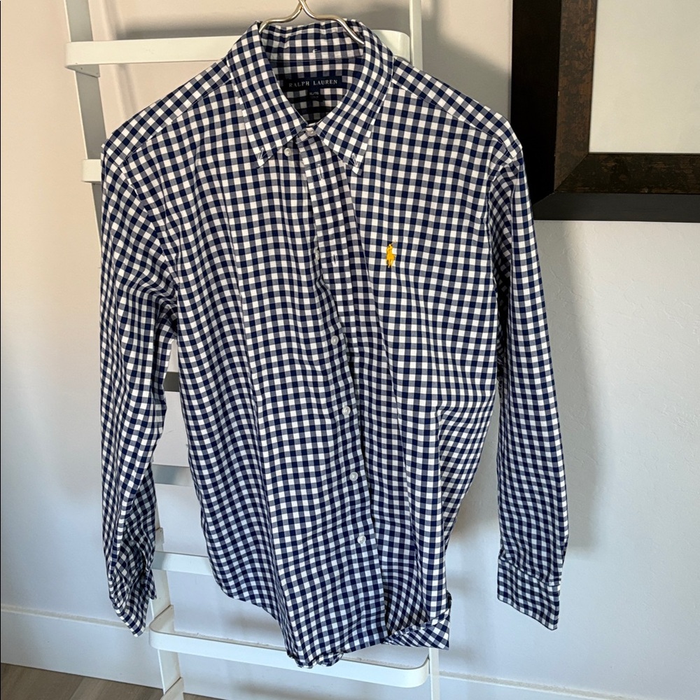 Ralph Lauren Navy and White Gingham Shirt